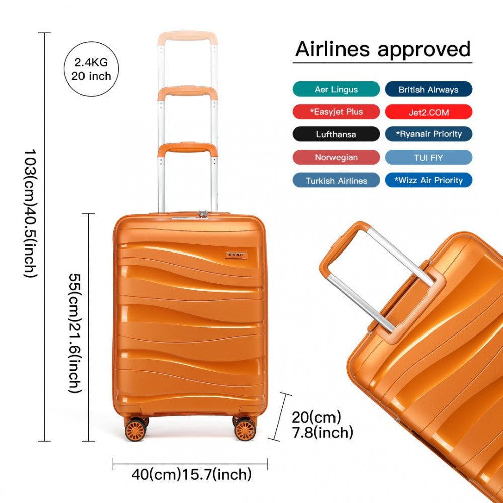 Kono K2094L Bright Hard Shell PP (Polypropylene) Suitcase With TSA Loc