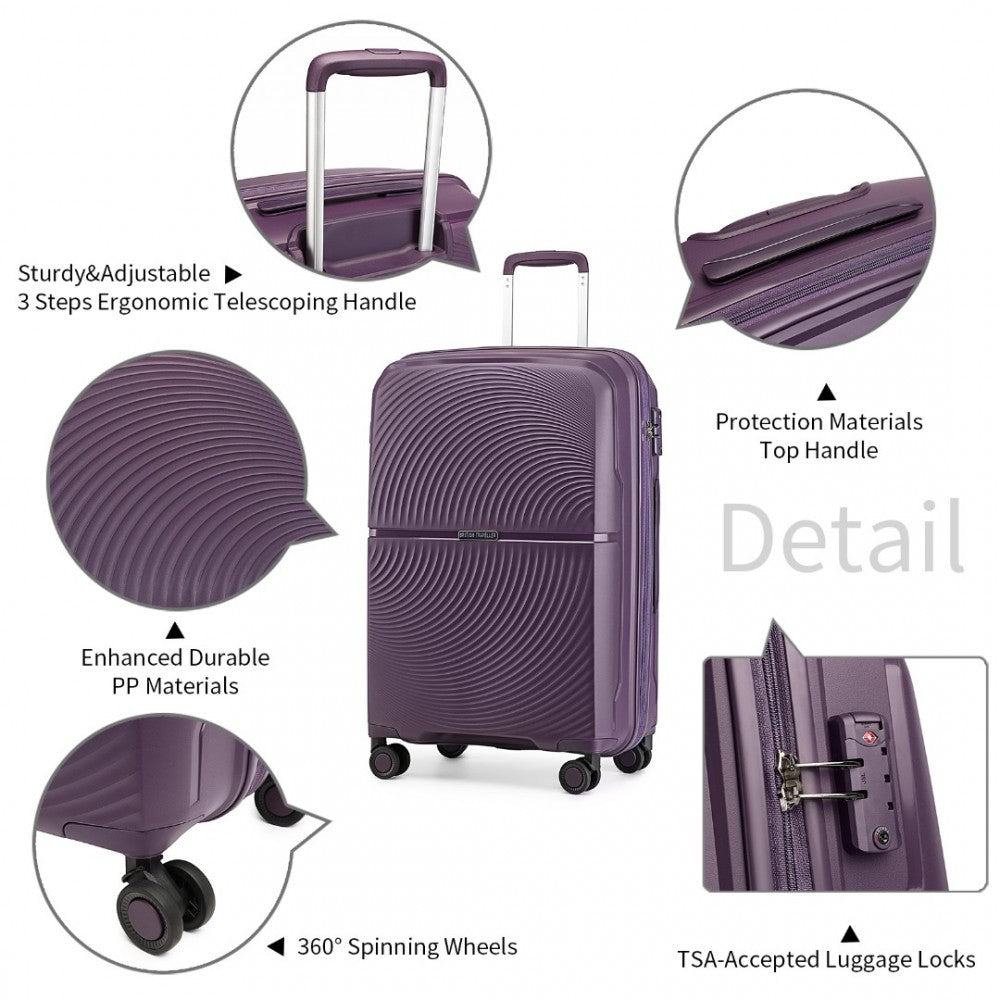 Kono Lightweight K2393L 4 Wheel Luggage With TSA Lock